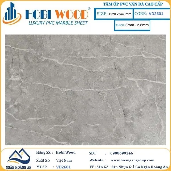 Tấm Nhựa Ốp Tường PVC Giả Đá Hobi Wood